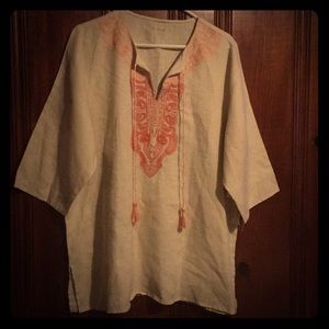 Cotten blend, beige, orange women’s top